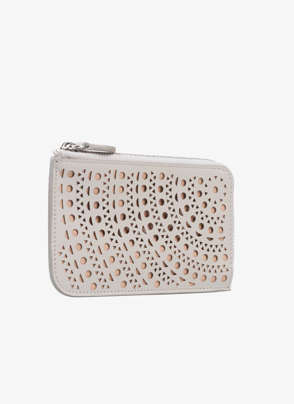 ZIPPED OPENWORK LEATHER CARDHOLDER
 ALAÏA PERLE/SANDY ZIPPED OPENWORK LEATHER CARDHOLDER